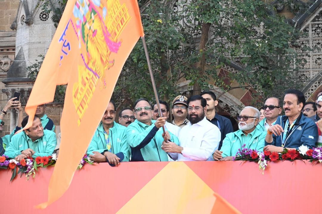 In Photos: Maharashtra CM Eknath Shinde flag offs Tata Mumbai Marathon 2024
