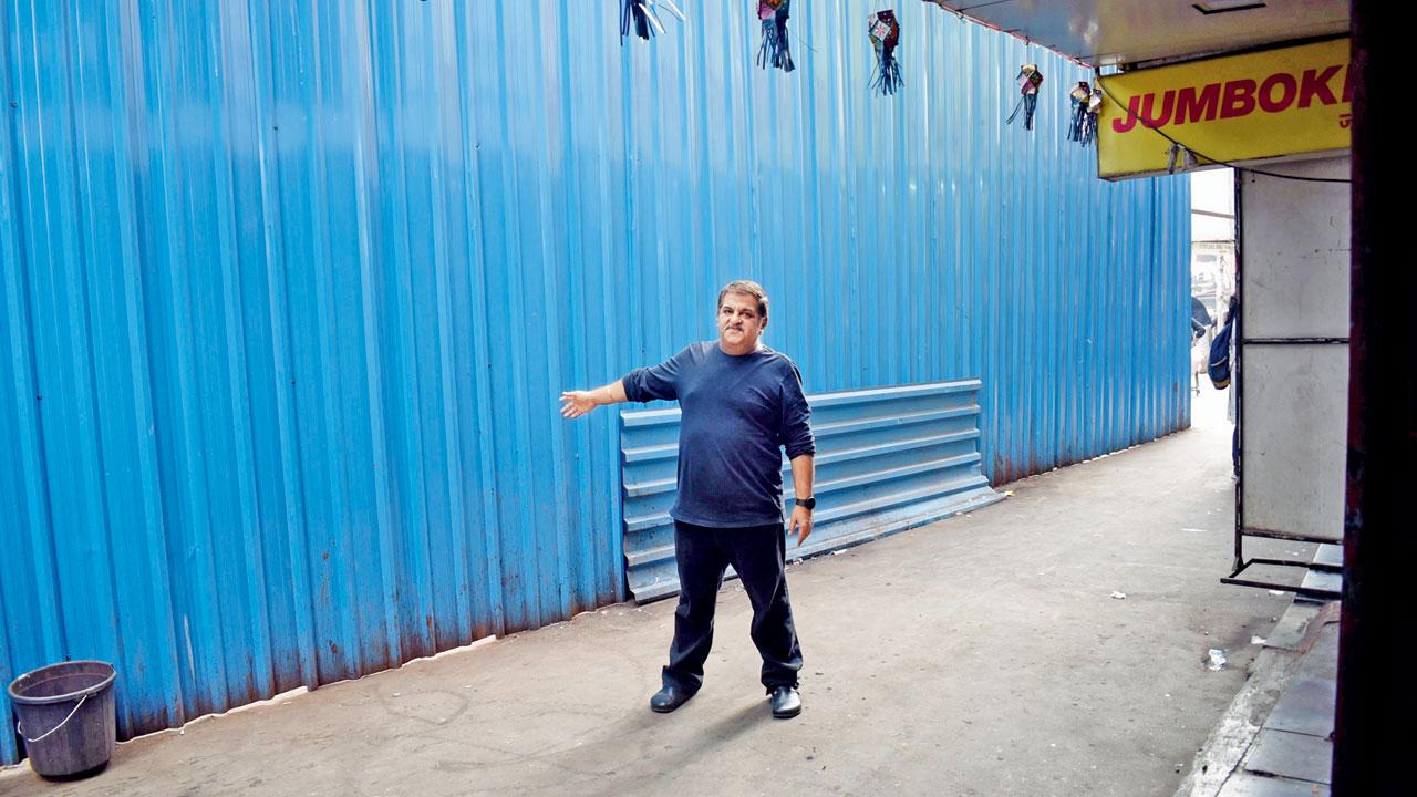 Ajay Chhabra showing his restaurant and bar at sion where BMC have put barricades. Pic/Sameer Markande