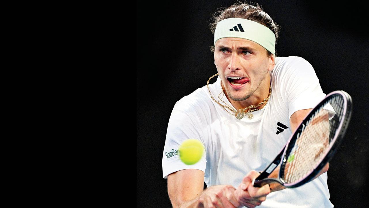 Alexander Zverev returns to Cameron Norrie during their pre-quarterfinal yesterday. Pic/AFP