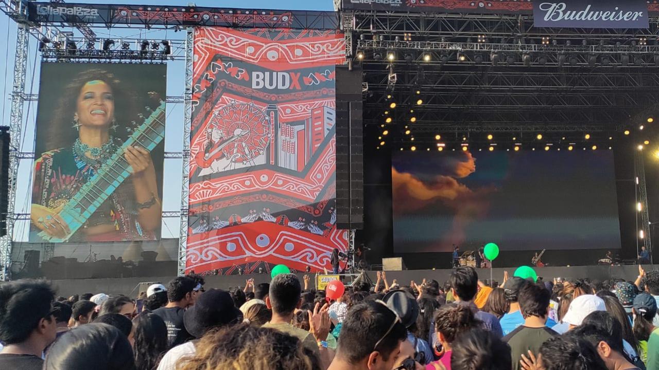 British-American sitarist Anoushka Shankar enthralls audiences early in the evening on Day 2 of Lollapalooza India 2024, as hula hoop artist Eshna Kutty dances to the beat.