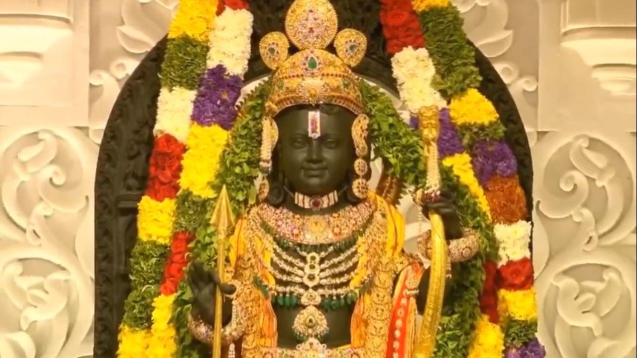 The portrayal captures Lord Ram as a five-year-old child standing on a lotus, crafted from the same stone. This intricately carved idol is the focal point of the sanctum sanctorum in the Ayodhya temple.