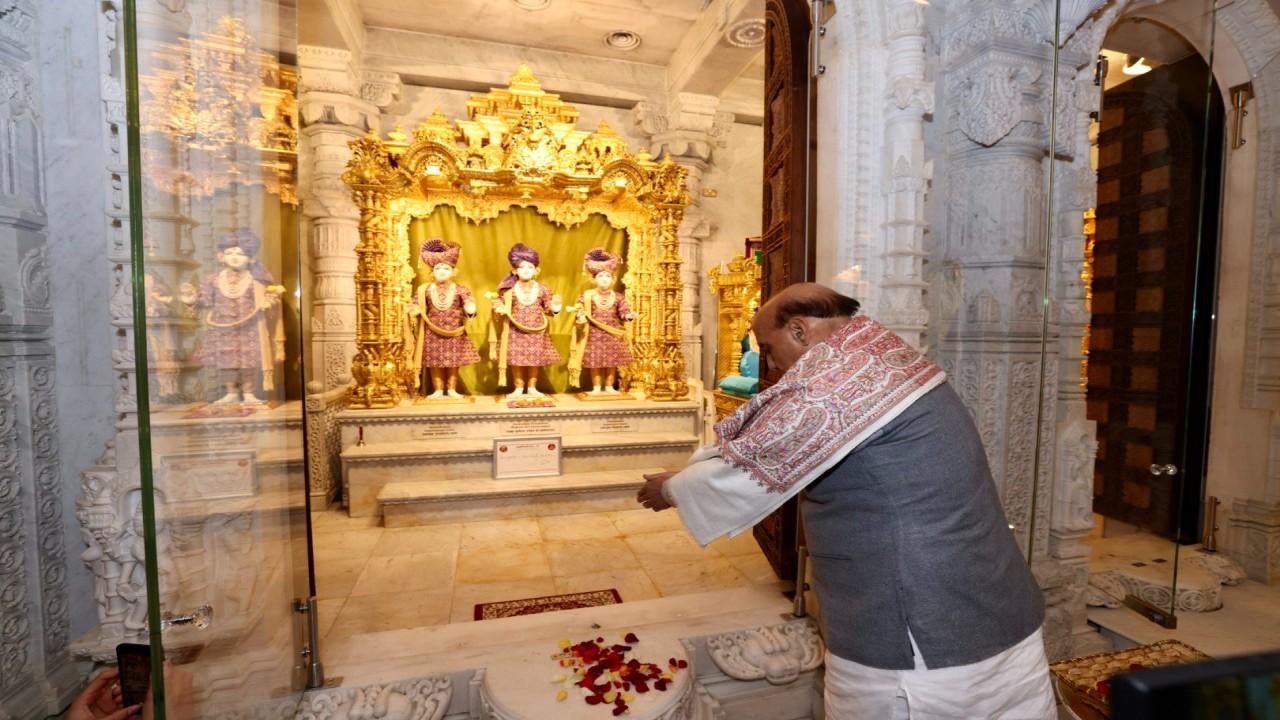 After his visit to the temple, Singh posted on X saying Swaminarayan family has done commendable work by serving the people and caring for humanity