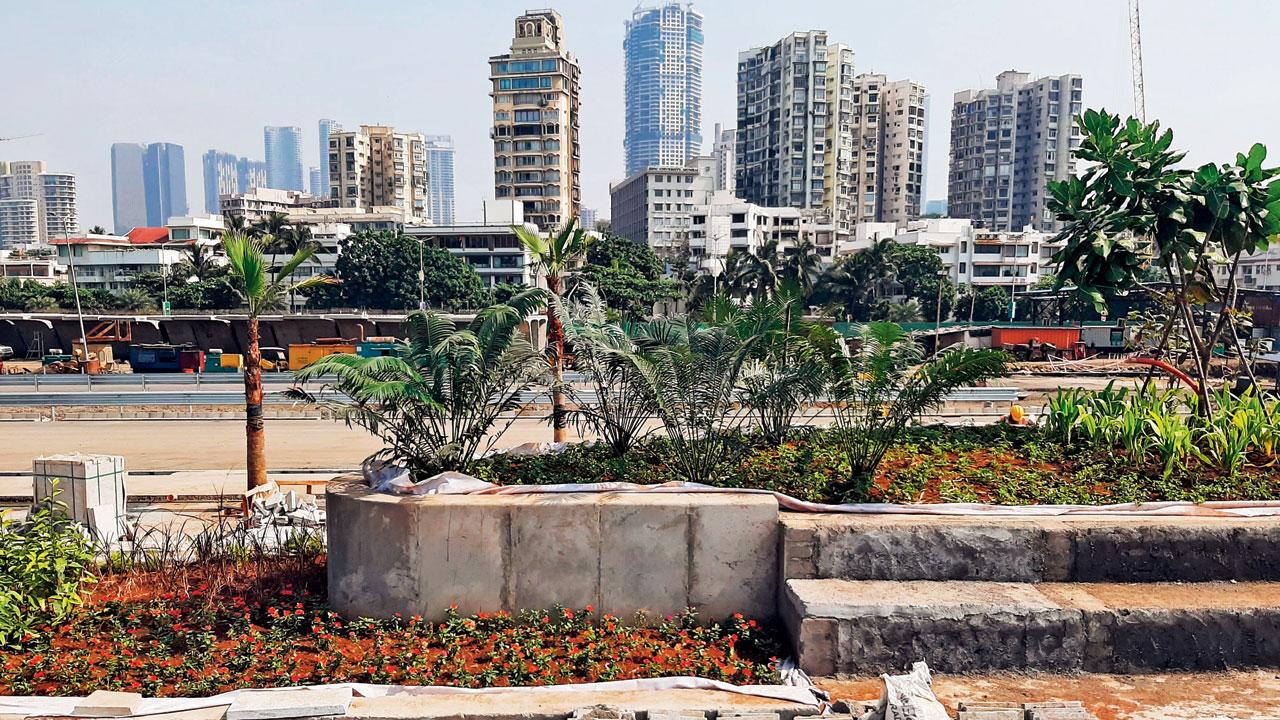 Completion of civil work on the promenade and cycle track are pending. Pics/Satej Shinde