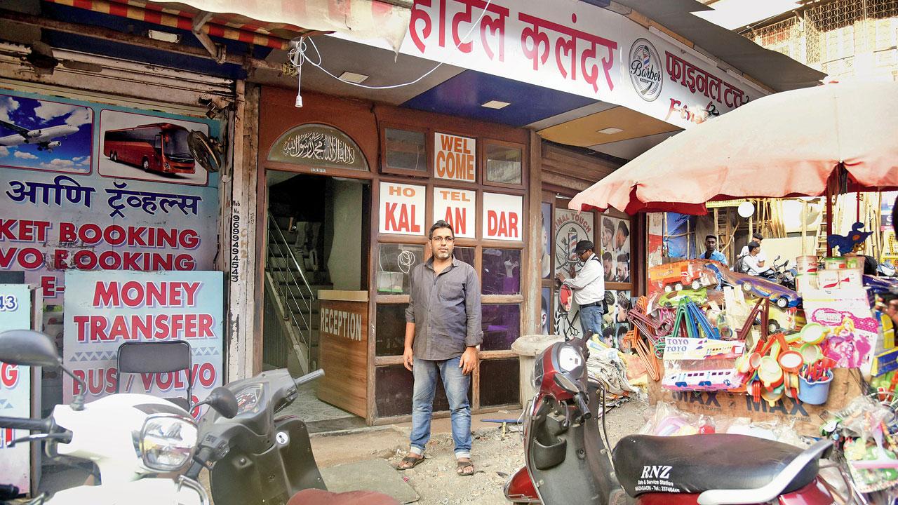 Tiles, footpaths destroyed outside Hotel Kalandar. Pics/Atul Kamble