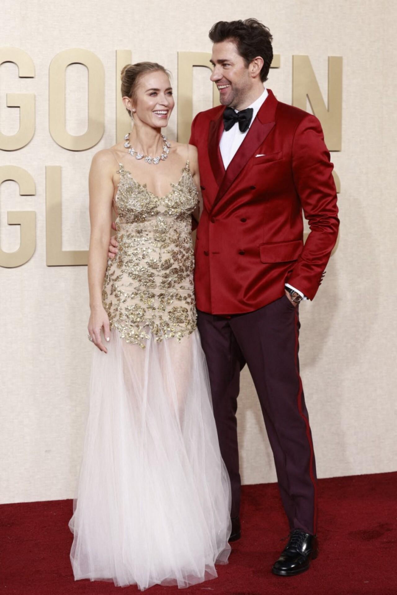 Oppenheimer star Emily Blunt graced the red carpet with her husband actor John Krasinki