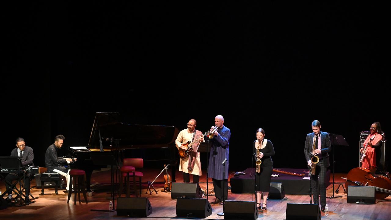 The ensemble had Ebunoluwa Daramola on drums, Destiny Diggs-Pinto on bass, Alden Hellmuth on alto saxophone, Miles Lennox on piano, Sasha Ripley on tenor saxophone and Yakiv Tsvietinskyi on trumpet.