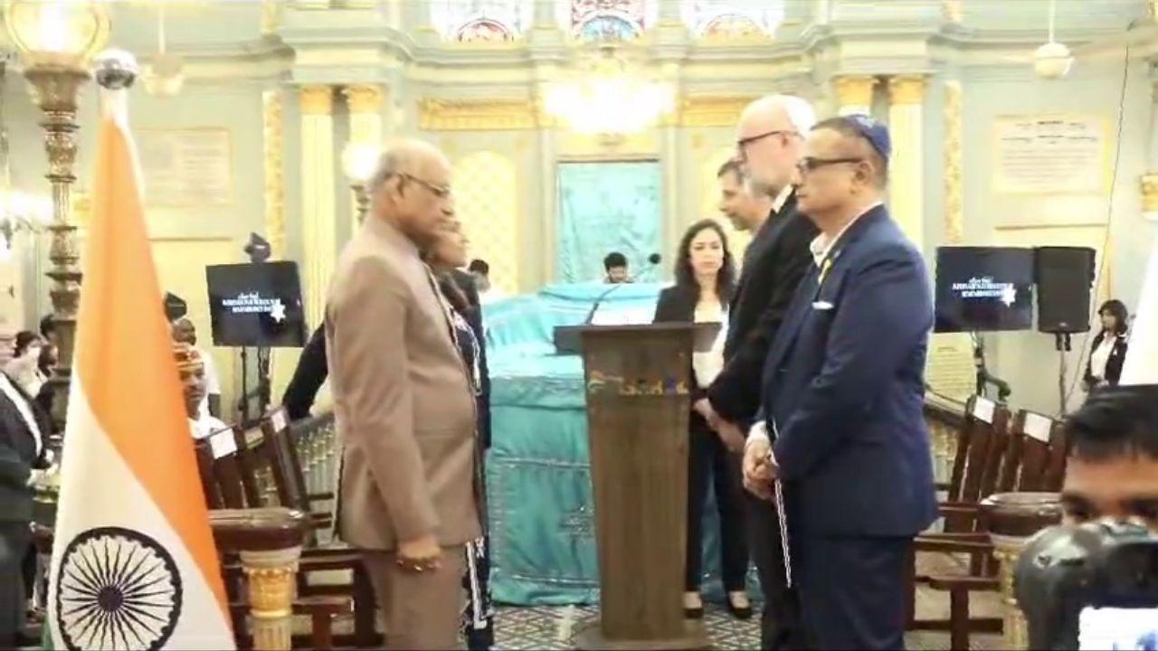 Consul General Mike Hankey, Consul General Achim Fabig, Consul General Kobbi Shoshani, and diplomats from various countries joined the Jewish community in Mumbai.