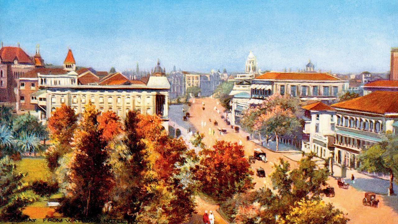 An artist’s impression of a view from a top floor of Watson’s Hotel in its heyday. Twain and his family would have most likely been treated to such vistas of 1890s Bombay. Pic/Wikimedia Commons