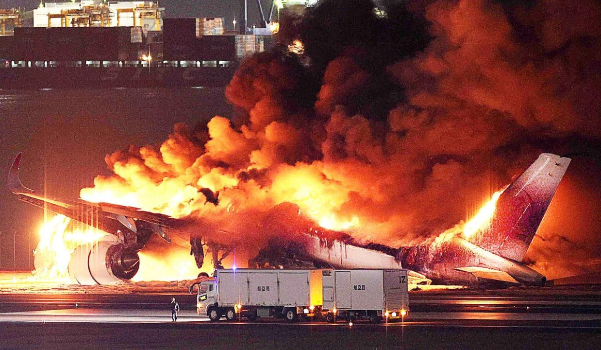 Japan Airlines aircraft catches fire at Haneda Airport; all 379 passengers, crew evacuated