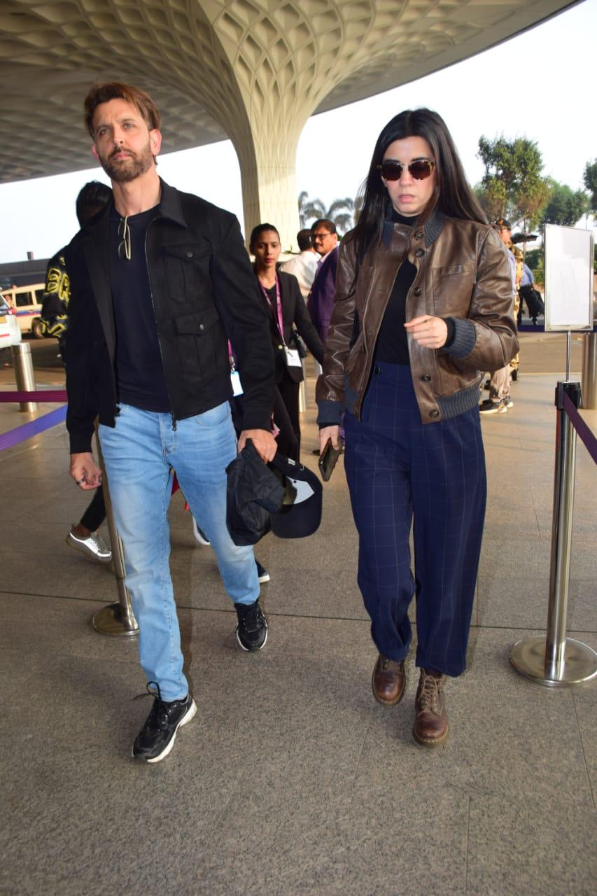 Power couple Hrithik Roshan and Saba Azad were snapped at the airport as they jetted off