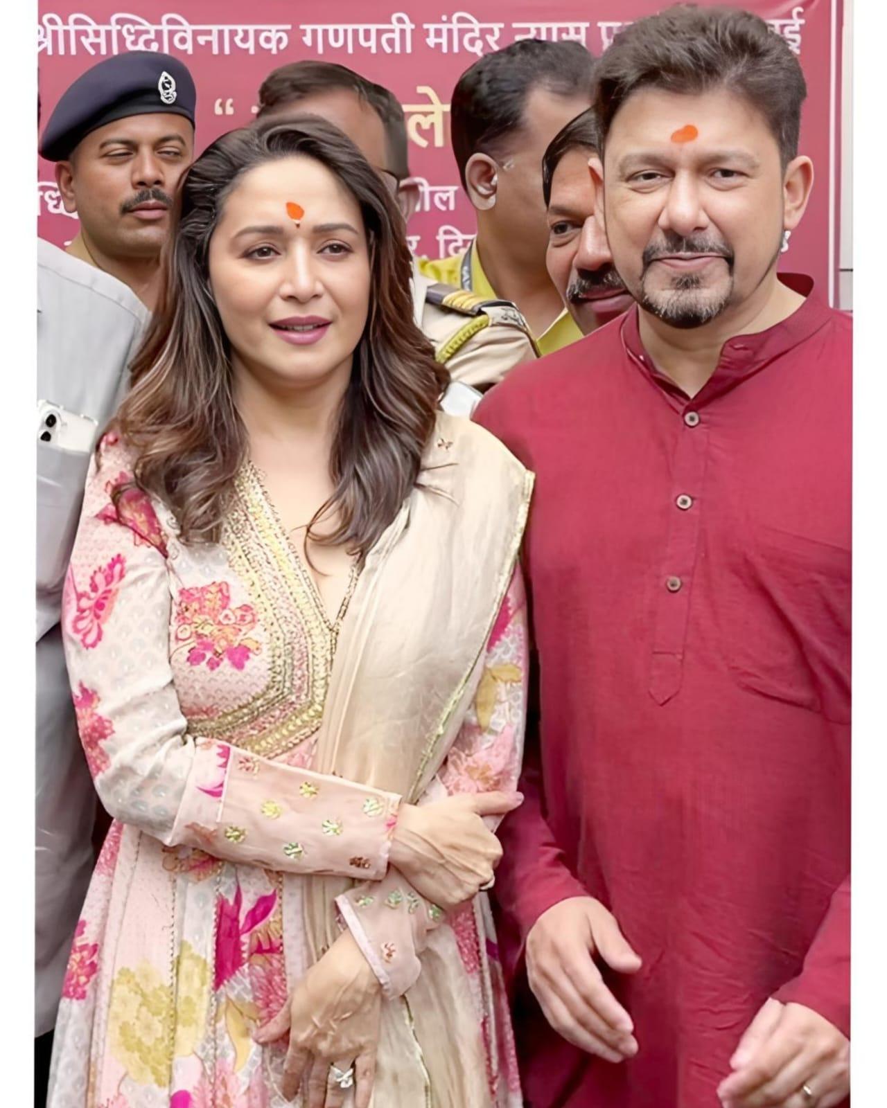 Madhuri Dixit visited Siddhivinayak with her husband Dr Nene