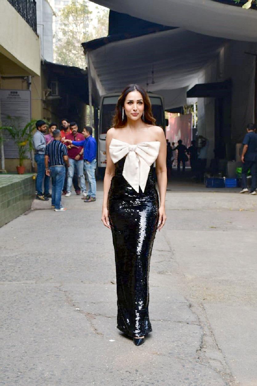 Malaika Arora was snapped in the city. The actress looked stunning in a black-and-white outfit