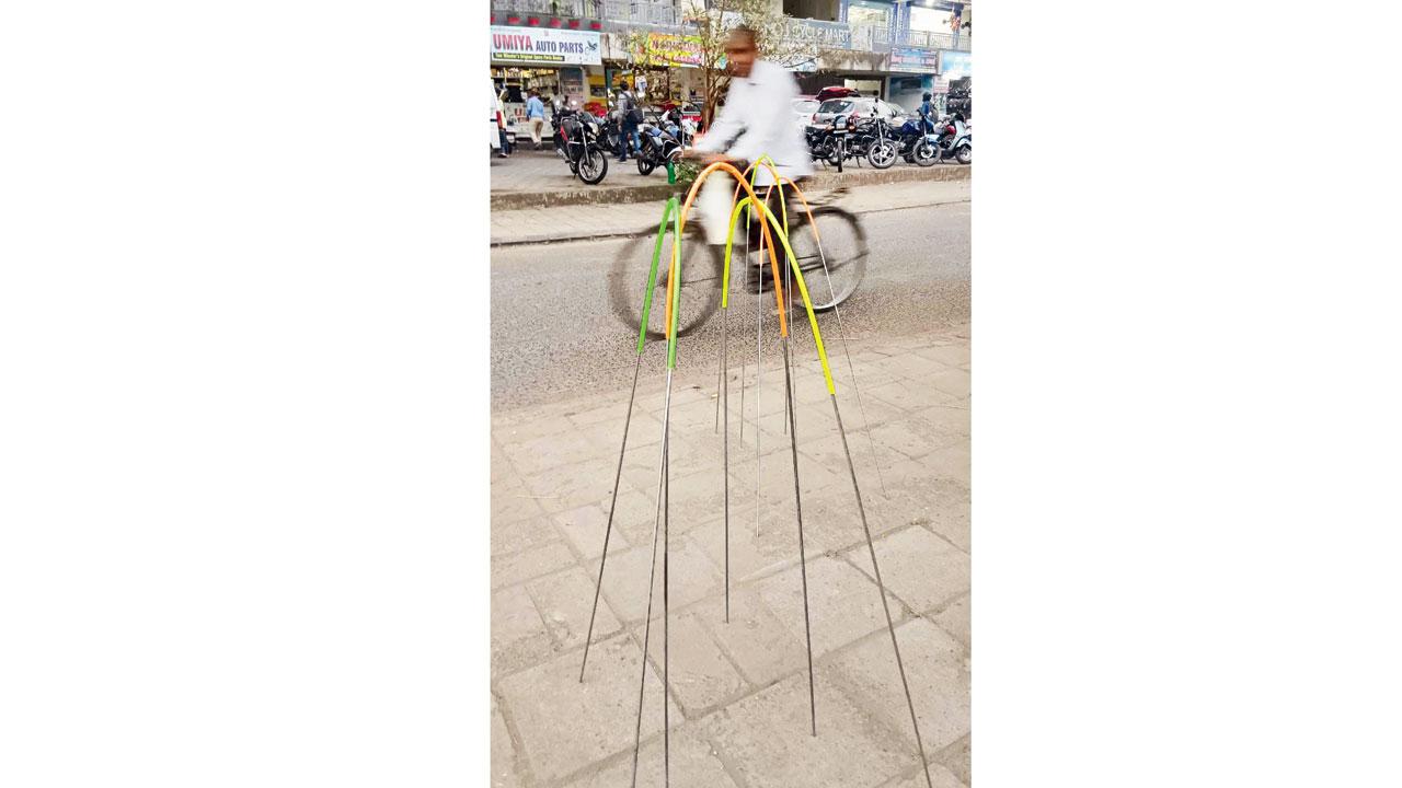 Motorcycle safety arches, the use of which is being promoted by the authorities in Surat