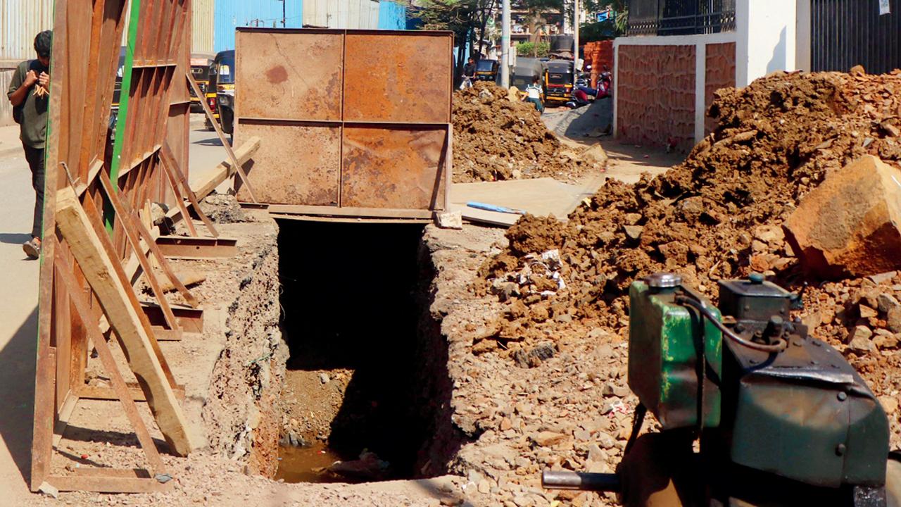 Gilbert Hill Road, where a water line is being laid, in Andheri West, on January 16