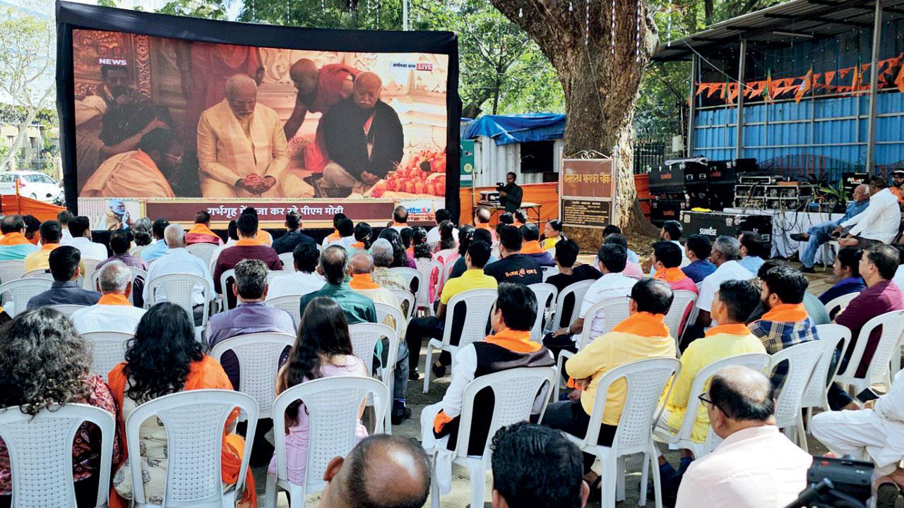 Pran Prathistha ceremony being screened for the public