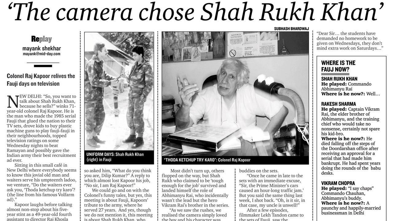 This columnist’s 2002 interview with Col Raj Kapoor