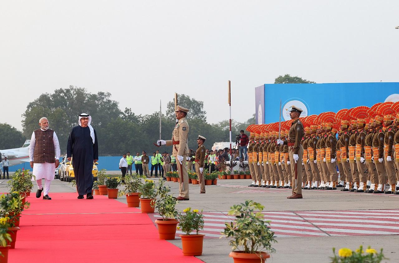 Another picture showed the two leaders talking after the guard of honour to the visiting dignitary