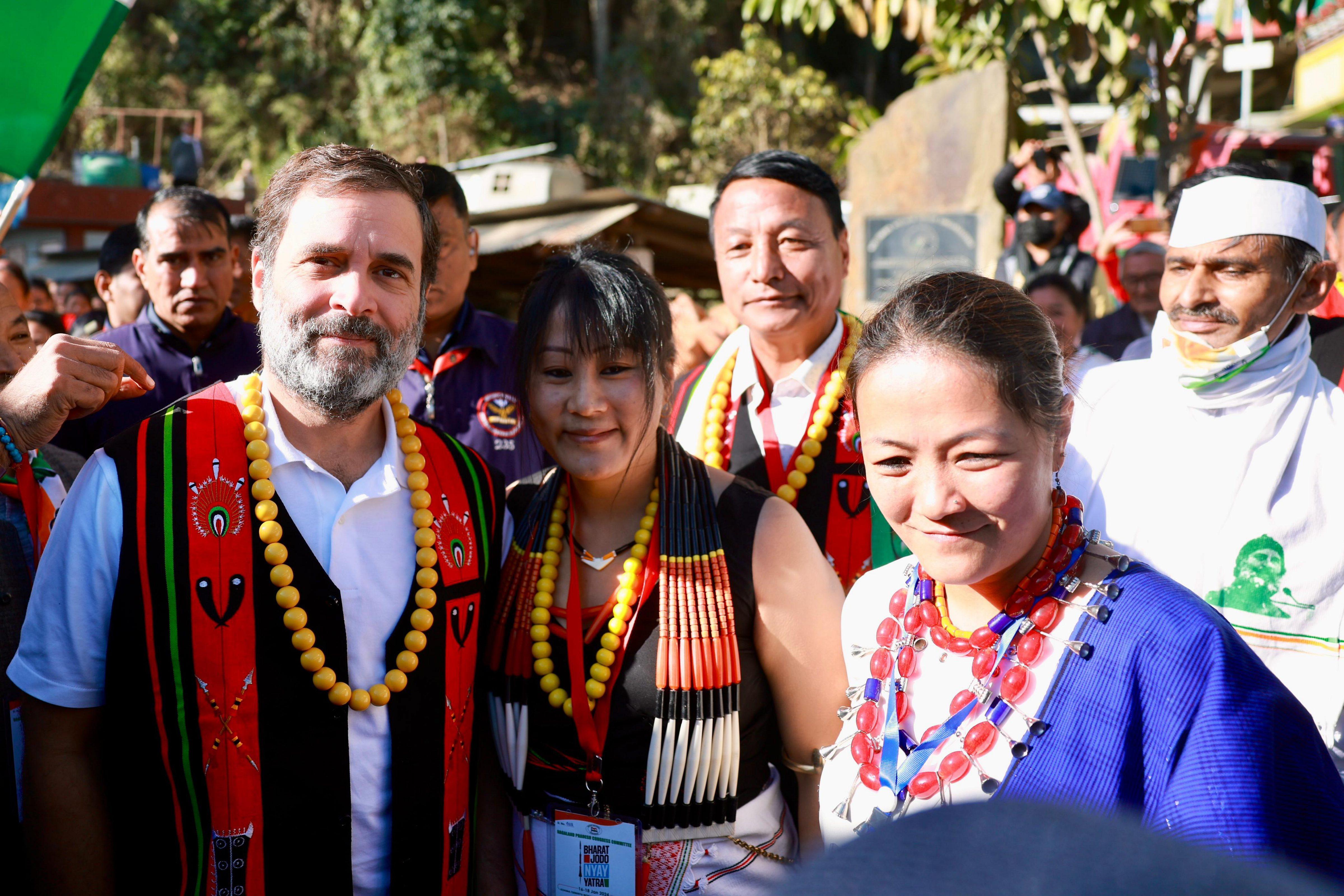 Congress MP Rahul Gandhi met the locals in Kohima, Nagaland this morning as Bharat Jodo Nyay Yatra resumed from here on the third day of its journey today