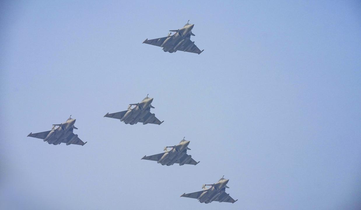 French Rafales, marching contingent take part in Republic Day parade