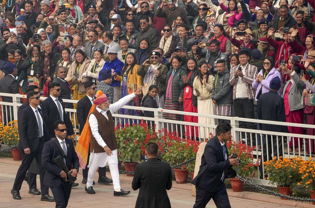 PM Modi walks down Kartavya Path after conclusion of 75th Republic Day parade