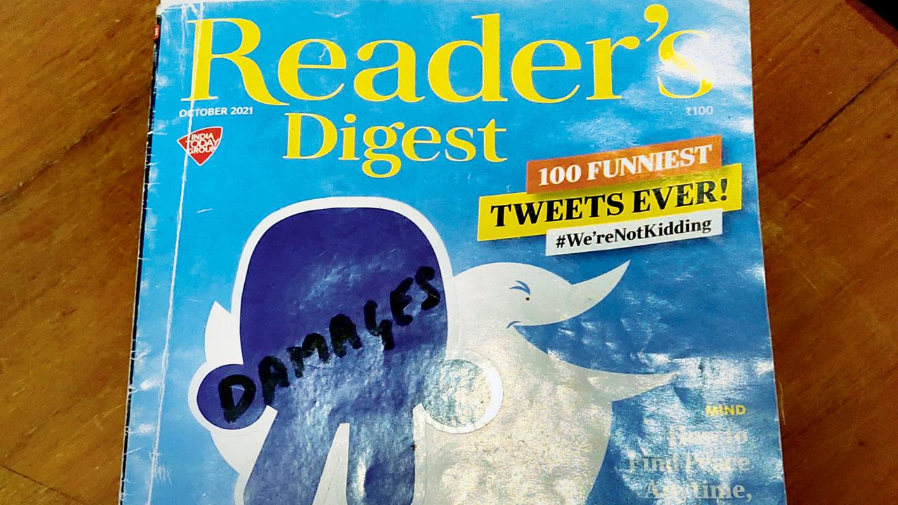 The Reader’s Digest copy comes with a ‘Damages’ label referring to the bill