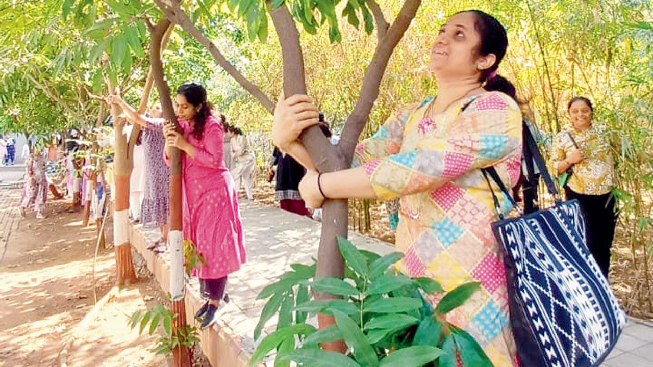 Mumbai: Residents hug trees in bid to hold onto recreation ground