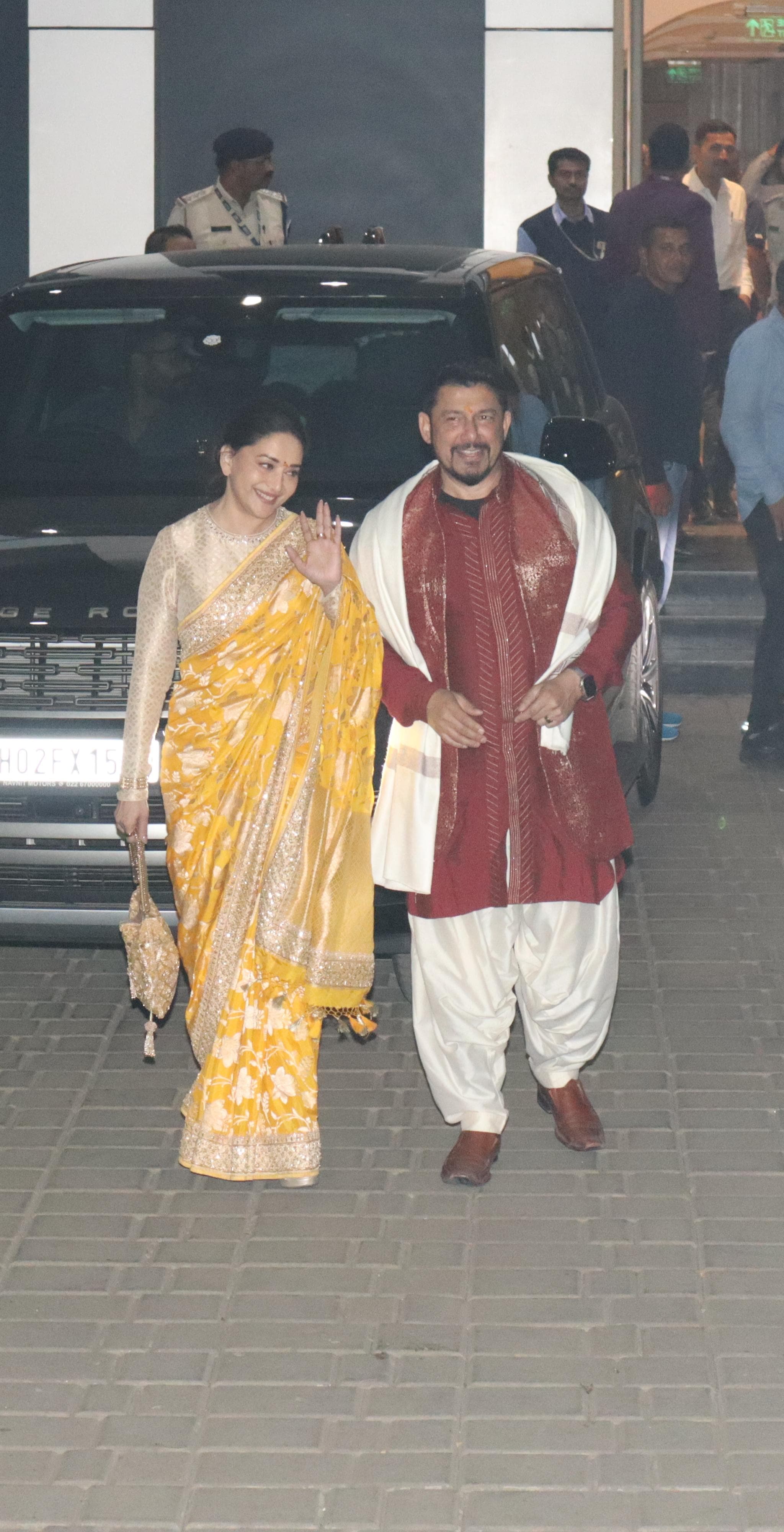Madhuri Dixit looked refreshing in her traditional attire as she returned to city