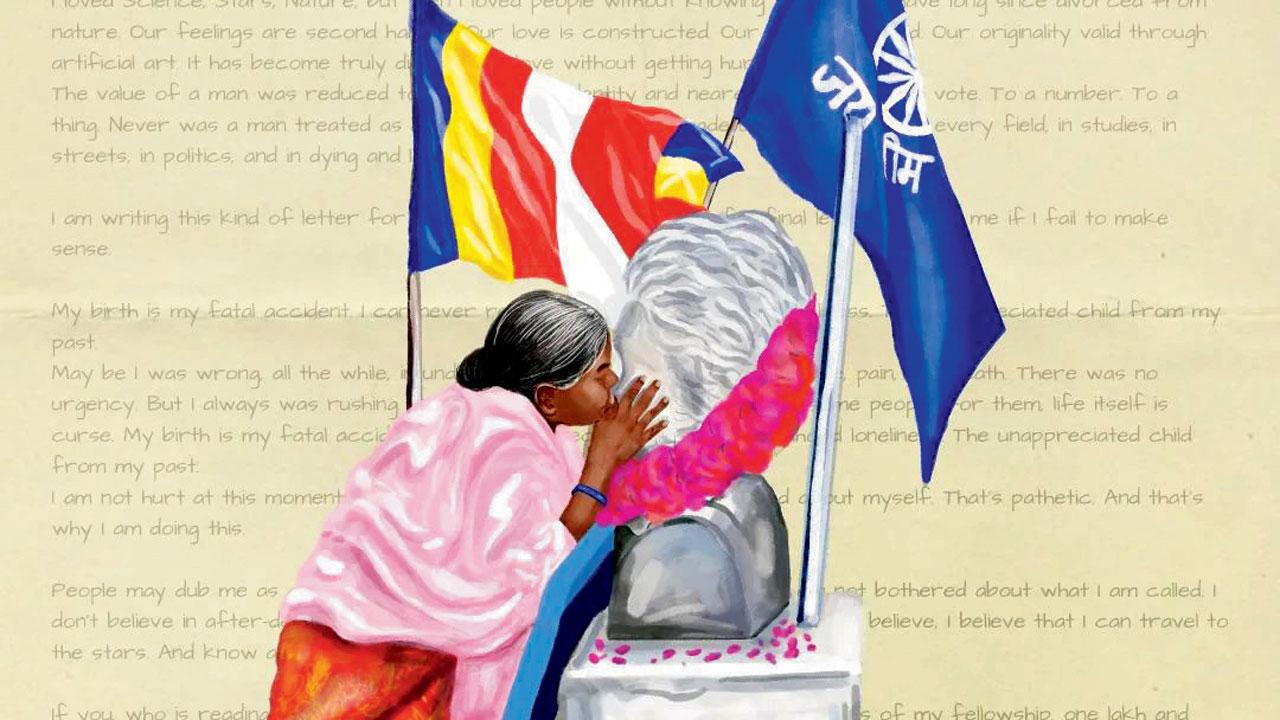 The artwork featuring Radhika Vemula