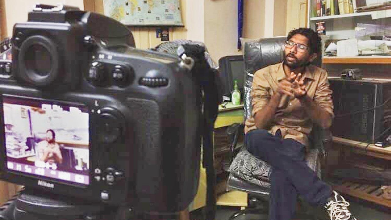 Mid-shoot with Jignesh Mevani in 2016. Pic/Twitter