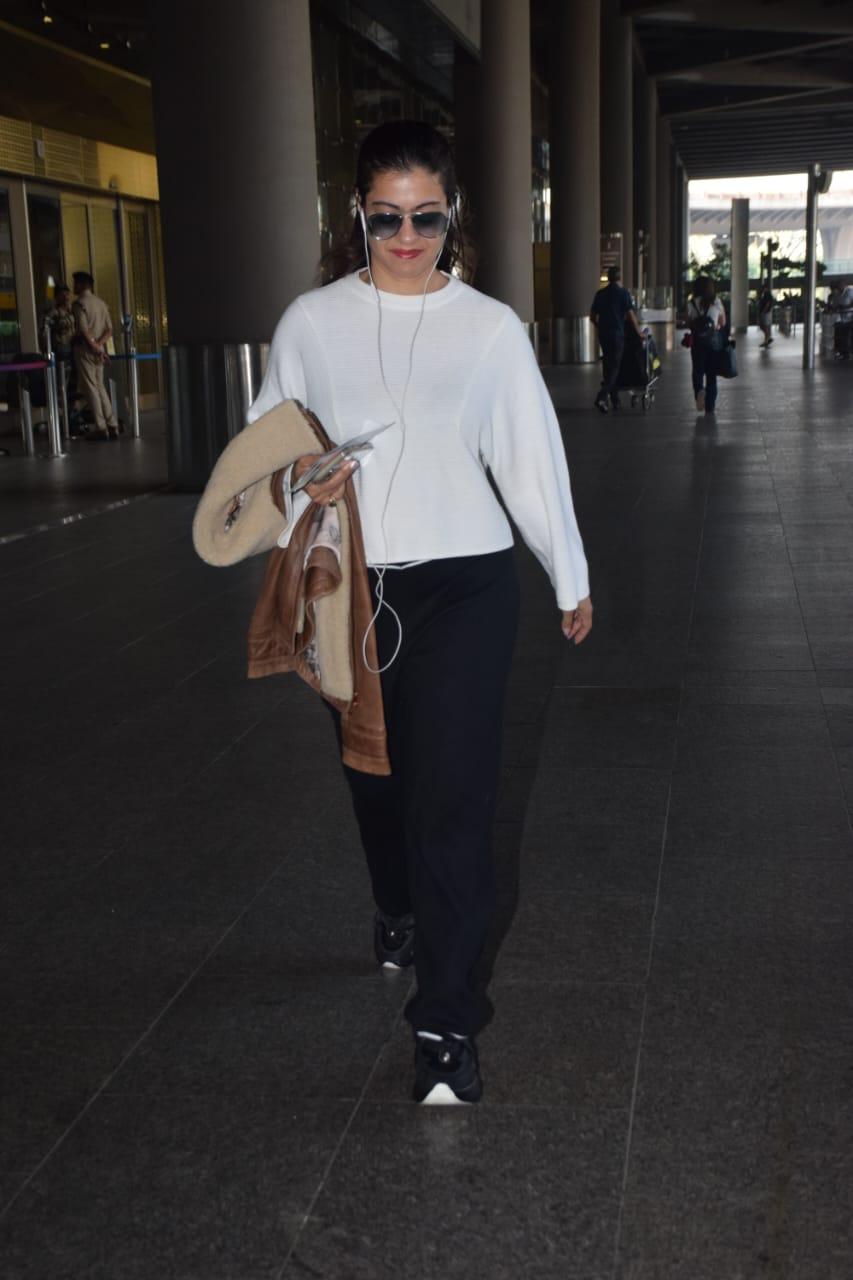 Kajol looked smart comfy outfit as she was clicked at the airport