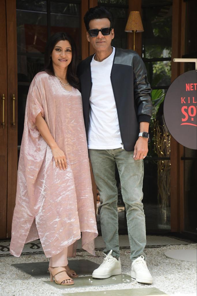 Manoj Bajpayee and Konkana Sen Sharma were clicked as they attended an event for 'Killer Soup'