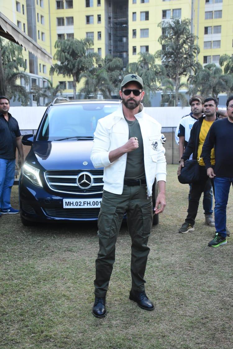 Hrithik Roshan was clicked as he went out for a promotional event for his upcoming film 'Fighter'