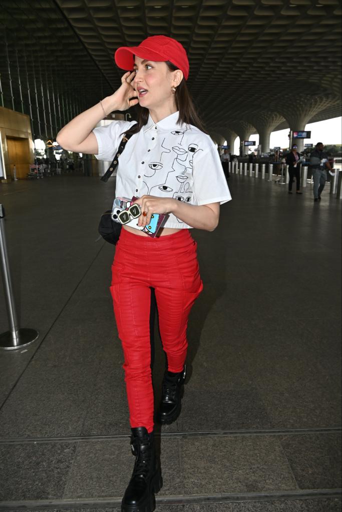 Elli AvRam was snapped at the airport in chic outfit