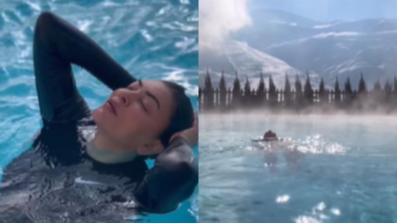 Sushmita raises the temp., takes dip in hot water amid snow-capped mountains