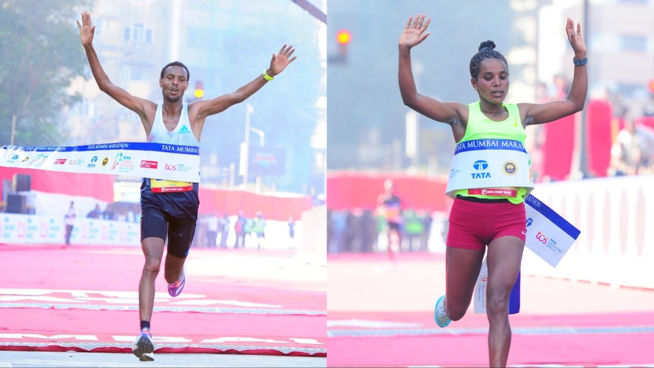 The marathon will witness in action, defending champions and event record holders Ethiopians Hayle Lemi Berhanu (right) and Anchialem Haymanot (left) take centre stage. Photo Courtesy: Tata Mumbai Marathon 
