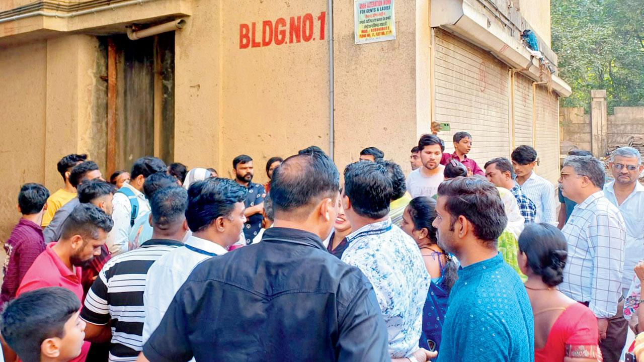 Shocked residents gathered in the building