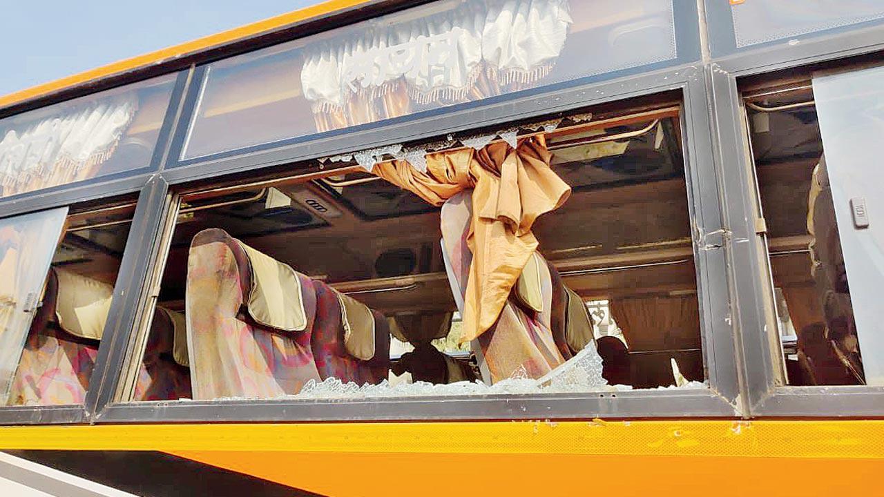 A windowpane that broke after the collision