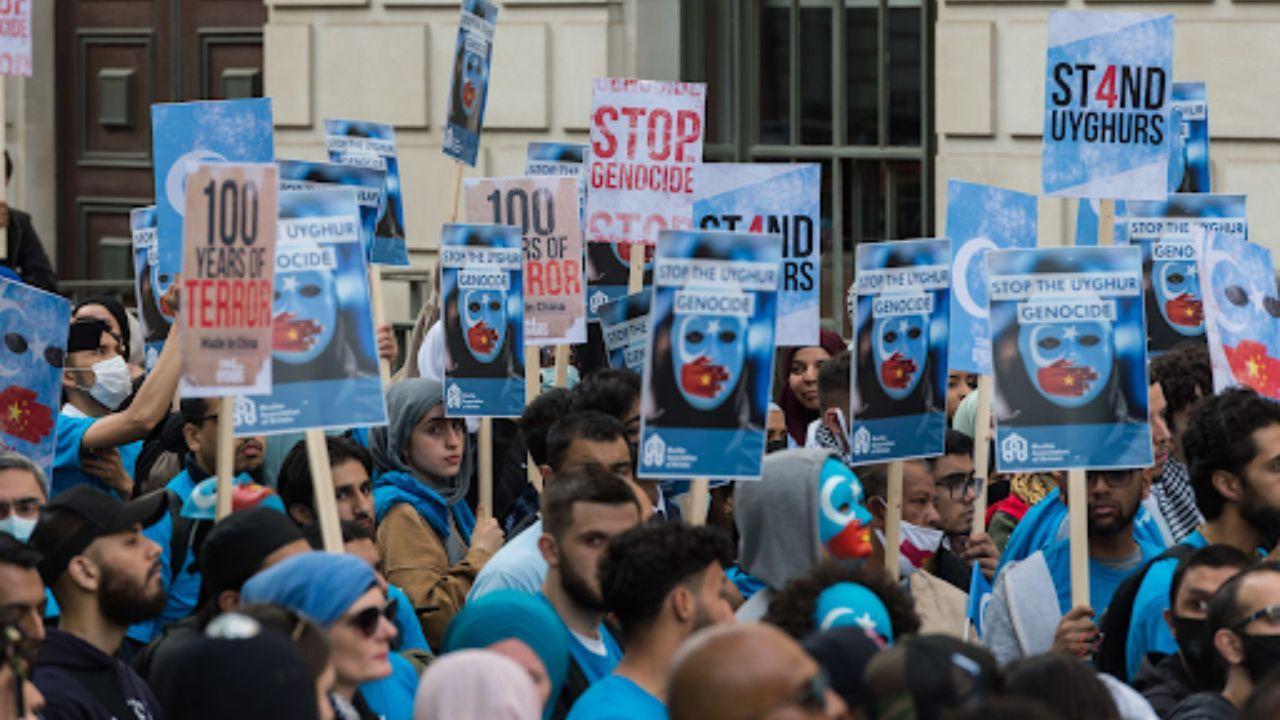 World Uyghur Congress protest outside UNHRC in Geneva