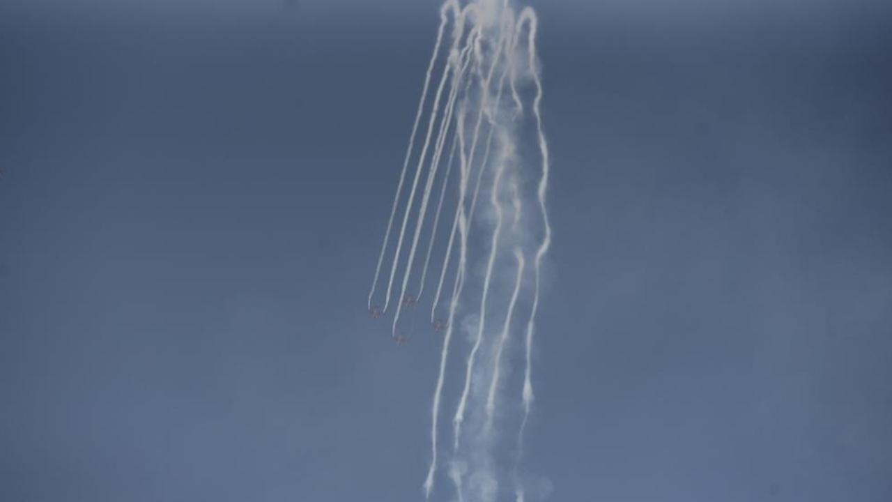 The air show comprises of aerobatic displays by the Suryakiran Aerobatic Display Team (SKAT) and the 'Sarang' Helicopter display team, it said
