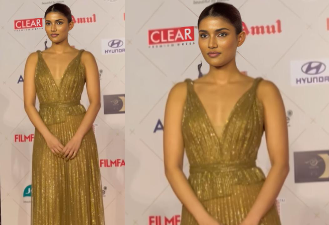 Alizeh Agnihotri was shining in her golden dress at the Filmfare Awards 2024. The young starlet also won the Best Debut Performance award. (Pic/Instant Bollywood)