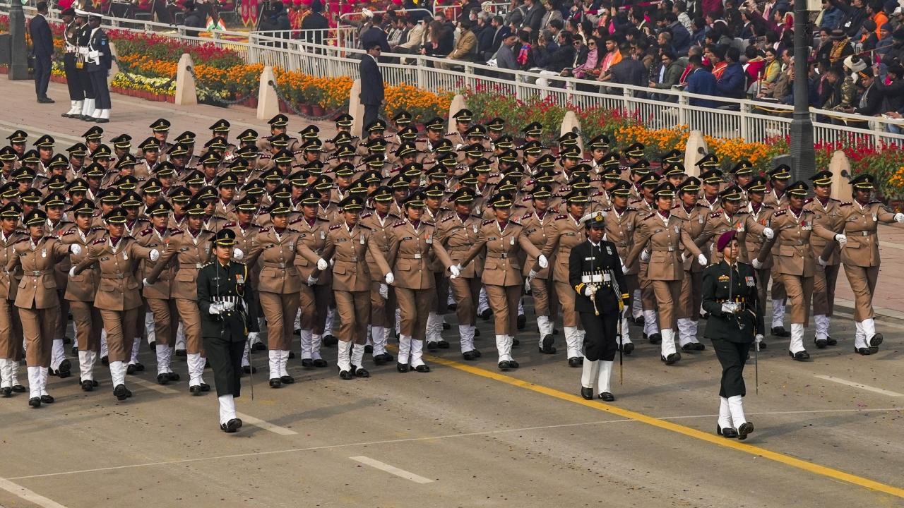 For the first time, an all-women tri-services contingent marched down the Kartavya Path, reflecting the country's growing 'Nari Shakti' (women power)