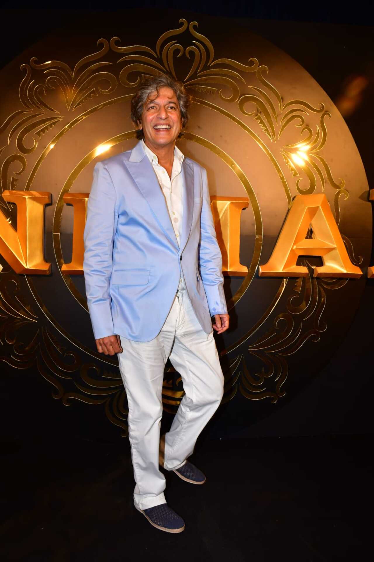 Chunky Panday was all smiles for the paps as he attended the party in a blue blazer and white shirt and pant