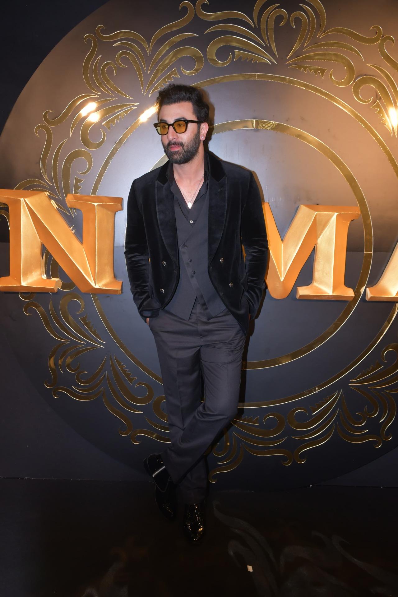 Ranbir opted for a black velvet blazer that he paired with a black shirt and black pants