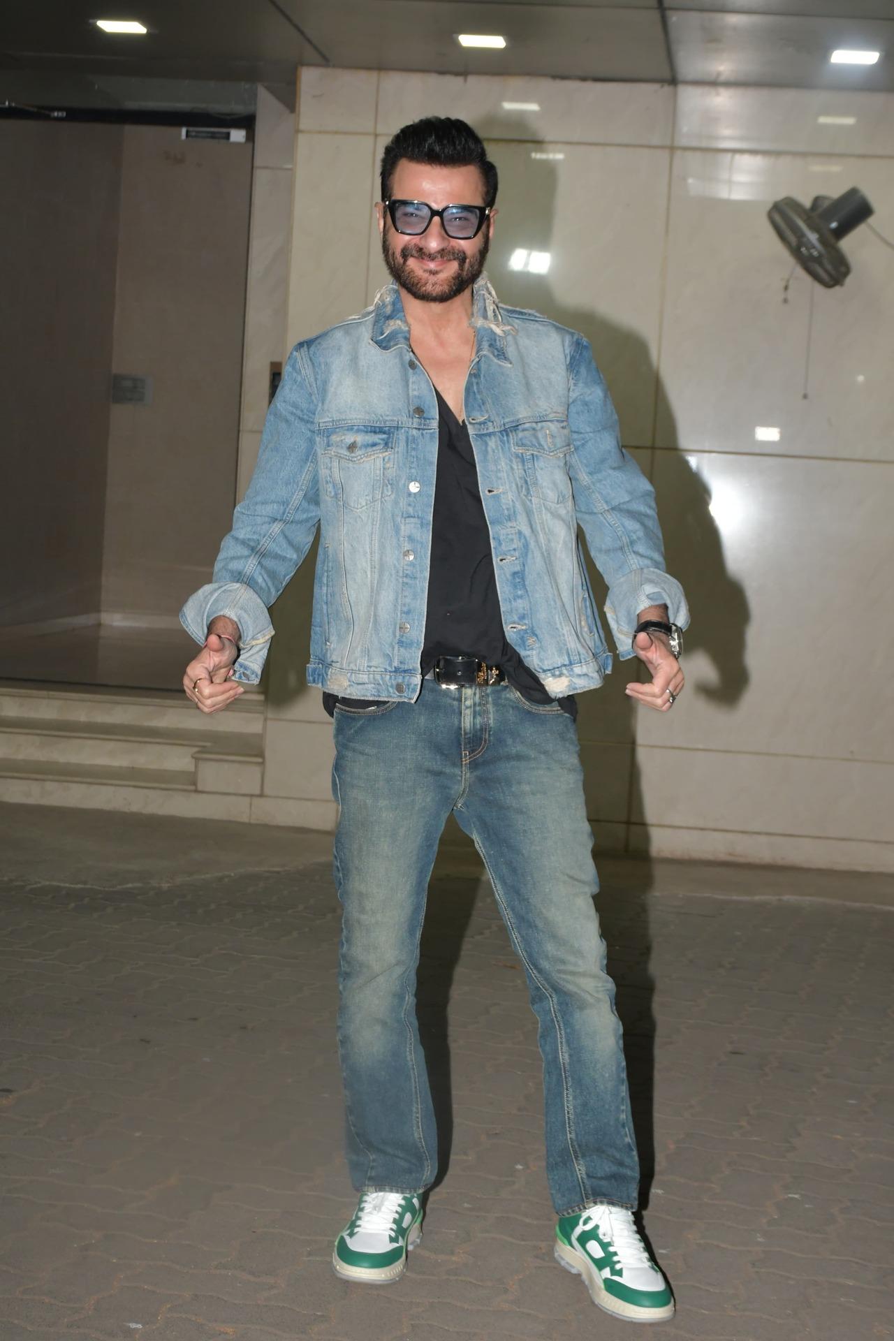 Sanjay Kapoor opted for an all-denim look for the party