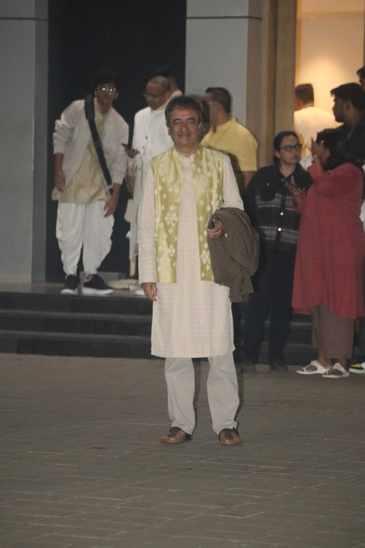 Filmmaker Rajkumar Hirani was also spotted in Indian traditional attire on Monday morning on his way to Ayodhya for the Ram mandir consecration