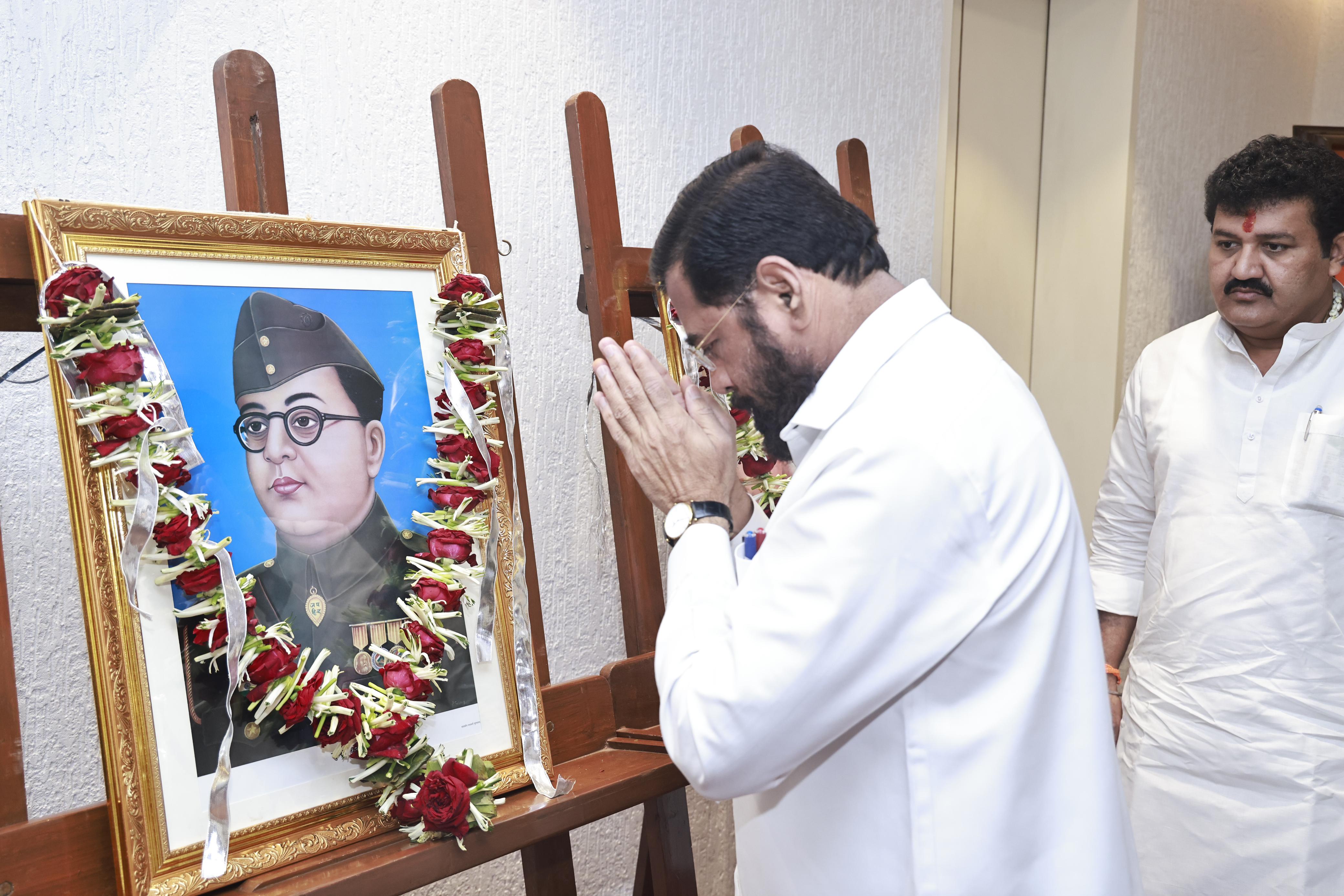 In Photos: Eknath Shinde pays tribute to Subhash Chandra Bose, Bal Thackeray