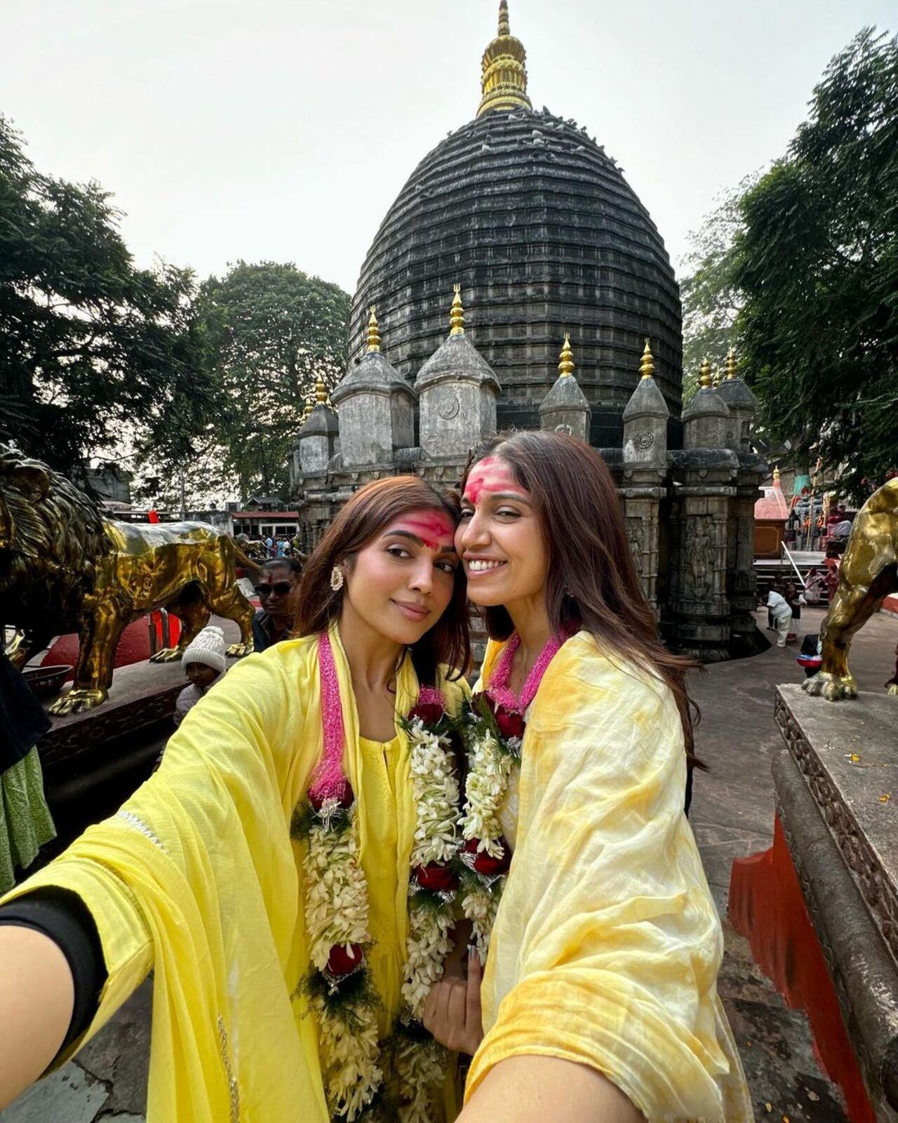 After Tamannaah Bhatia, actress Bhumi Pednekar along with her sister Samiksha Pednekar also visited the temple in Guwahati