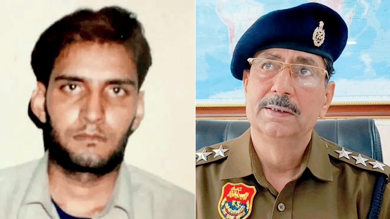 Gangster Sandeep Gadoli, who was gunned down by the Haryana police in Mumbai in 2016; (right) Mukesh Kumar, ACP