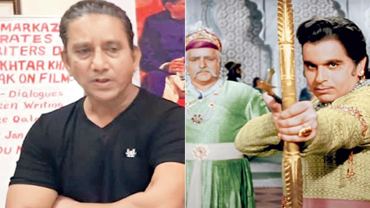 Writer and poet Sohail Akhtar Khan; (right) Dilip Kumar in Mughal-E-Azam. Pic Courtesy/Youtube
