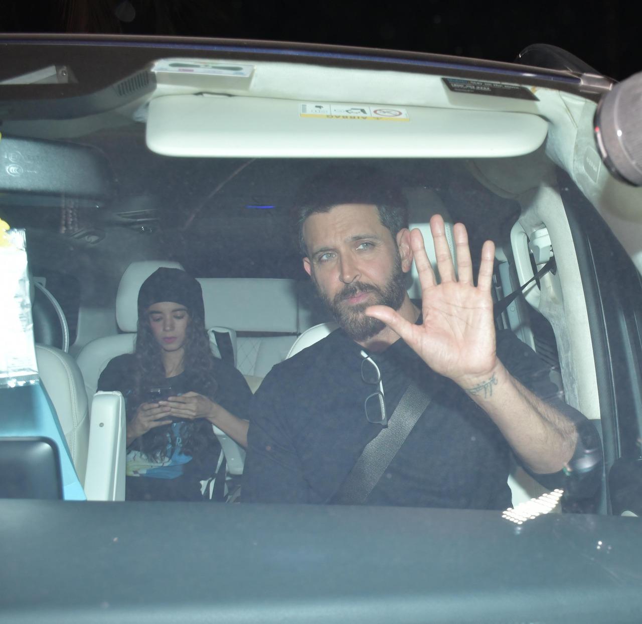 After the screening, Hrithik Roshan was spotted leaving with his ladylove Saba Azad